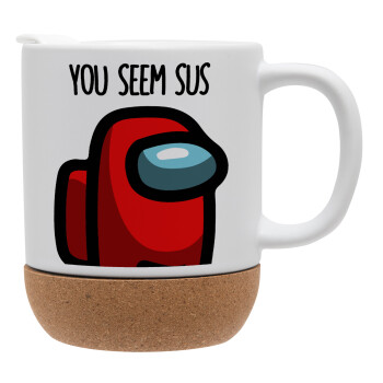 Among US, you seem sus, Ceramic coffee mug Cork (MAT), 330ml (1pcs)