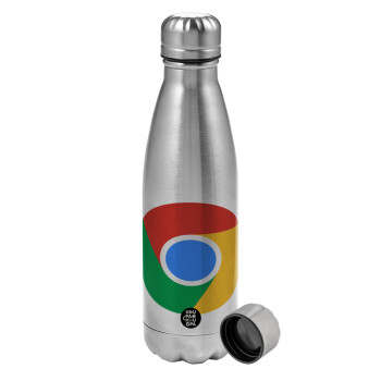 Chrome, Metallic water bottle, stainless steel, 750ml