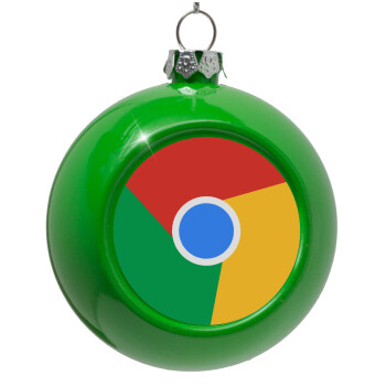 Chrome, Green Christmas tree ornament bauble 8cm