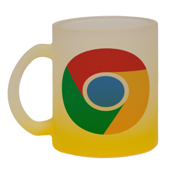 Chrome, Κούπα γυάλινη δίχρωμη με βάση το κίτρινο ματ, 330ml