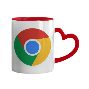 Chrome, Κούπα καρδιά χερούλι κόκκινη, κεραμική, 330ml