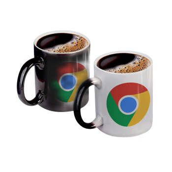 Chrome, Color changing magic Mug, ceramic, 330ml when adding hot liquid inside, the black colour desappears (1 pcs)