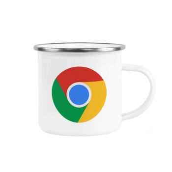 Chrome, Metallic enamel cup white 360ml