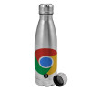 Metallic water bottle, stainless steel, 750ml