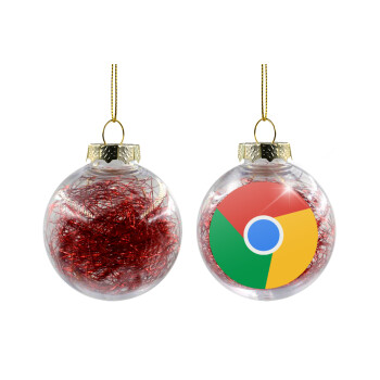 Chrome, Χριστουγεννιάτικη μπάλα δένδρου διάφανη με κόκκινο γέμισμα 8cm