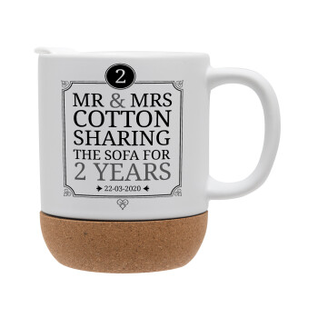 Mr & Mrs Sharing the sofa, Ceramic coffee mug Cork (MAT), 330ml (1pcs)