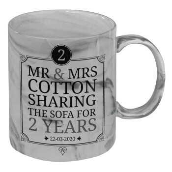 Mr & Mrs Sharing the sofa, Mug ceramic marble style, 330ml