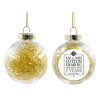 Transparent Christmas tree ball ornament with gold filling 8cm