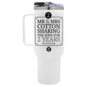 Mr & Mrs Sharing the sofa, Mega Tumbler με καπάκι, διπλού τοιχώματος (θερμό) 1,2L