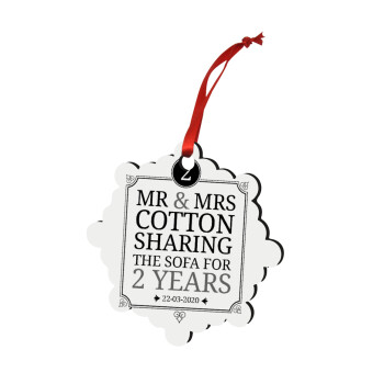 Mr & Mrs Sharing the sofa, Christmas ornament snowflake wooden 7.5cm