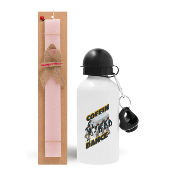 Coffin Dance!, Easter Set, metallic aluminum bottle (500ml) & aromatic flat Easter candle (30cm) (PINK)