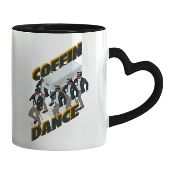 Coffin Dance!, Mug heart black handle, ceramic, 330ml