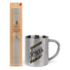 Easter Set, metallic thermal cup (300ml) & Easter aromatic flat candle (30cm) (GRAY)