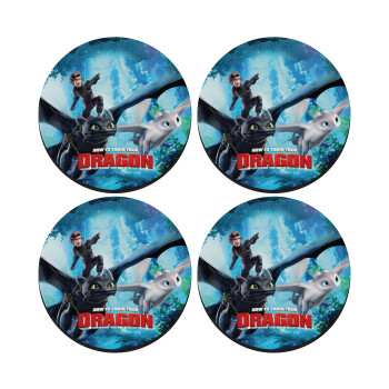 How to train your dragon, SET of 4 round wooden coasters (9cm)