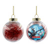 Transparent Christmas tree ball ornament with red filling 8cm