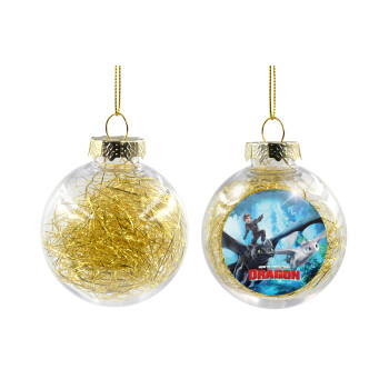 How to train your dragon, Transparent Christmas tree ball ornament with gold filling 8cm