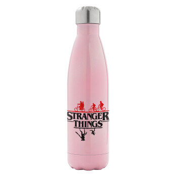 Stranger Things upside down, Metal mug thermos Pink Iridiscent (Stainless steel), double wall, 500ml