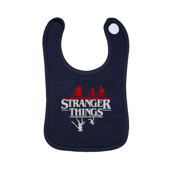 Stranger Things upside down, Σαλιάρα με Σκρατς 100% Organic Cotton Μπλε (0-18 months)