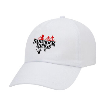 Stranger Things upside down, Καπέλο Ενηλίκων Baseball Λευκό 5-φύλλο (POLYESTER, ΕΝΗΛΙΚΩΝ, UNISEX, ONE SIZE)