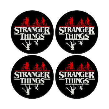 Stranger Things upside down, SET of 4 round wooden coasters (9cm)