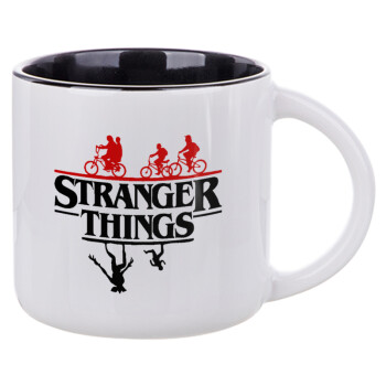 Stranger Things upside down, Κούπα κεραμική 400ml Λευκή/Μαύρη