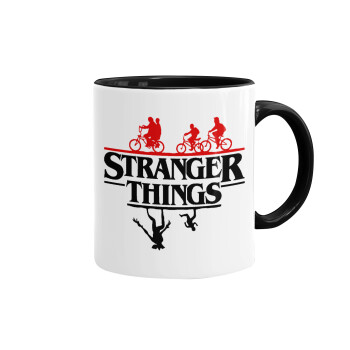 Stranger Things upside down, Mug colored black, ceramic, 330ml
