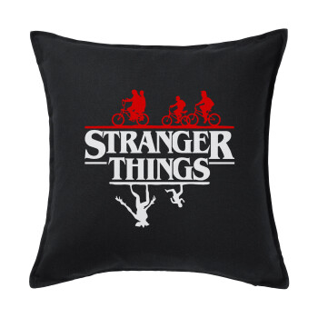 Stranger Things upside down, Sofa cushion black 50x50cm includes filling