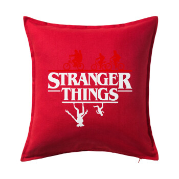 Stranger Things upside down, Sofa cushion RED 50x50cm includes filling