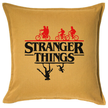 Stranger Things upside down, Sofa cushion YELLOW 50x50cm includes filling