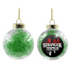 Transparent Christmas tree ball ornament with green filling 8cm