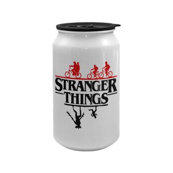 Stranger Things upside down, Κούπα ταξιδιού μεταλλική με καπάκι (tin-can) 500ml