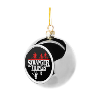 Stranger Things upside down, Silver 8cm Christmas tree ball ornament