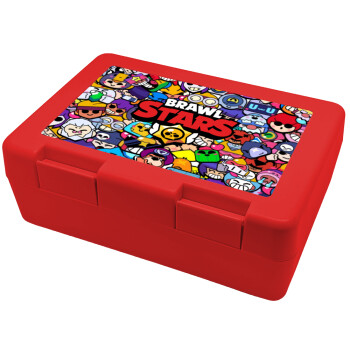 Brawl Stars characters, Παιδικό δοχείο κολατσιού ΚΟΚΚΙΝΟ 185x128x65mm (BPA free πλαστικό)