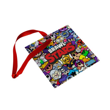 Brawl Stars characters, Christmas ornament, glass square ornament 9x9cm