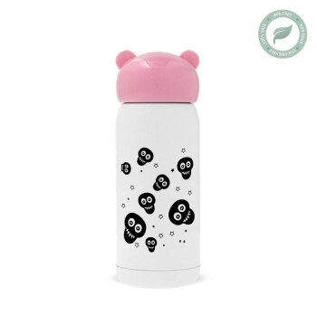 Skull avatar, Pink stainless steel thermal flask, 320ml