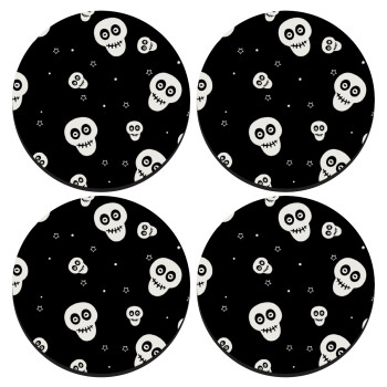 Skull avatar, SET of 4 round wooden coasters (9cm)