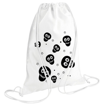 Skull avatar, Backpack pouch GYMBAG white (28x40cm)