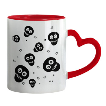 Skull avatar, Mug heart red handle, ceramic, 330ml