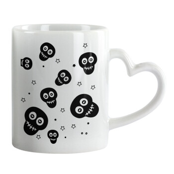 Skull avatar, Mug heart handle, ceramic, 330ml