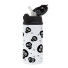 Children's hot water bottle, stainless steel, with safety straw, Black (360ml) BPA-FREE