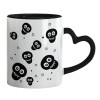 Mug heart black handle, ceramic, 330ml