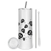 Eco friendly ποτήρι θερμό (tumbler) από ανοξείδωτο ατσάλι 600ml, με μεταλλικό καλαμάκι & βούρτσα καθαρισμού