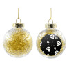 Transparent Christmas tree ball ornament with gold filling 8cm