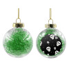 Transparent Christmas tree ball ornament with green filling 8cm