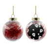 Transparent Christmas tree ball ornament with red filling 8cm