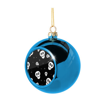 Skull avatar, Blue Christmas tree ball ornament 8cm