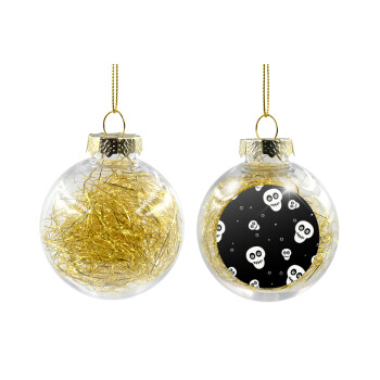 Skull avatar, Transparent Christmas tree ball ornament with gold filling 8cm