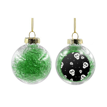 Skull avatar, Transparent Christmas tree ball ornament with green filling 8cm