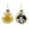 Transparent Christmas tree ball ornament with gold filling 8cm