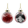 Transparent Christmas tree ball ornament with red filling 8cm